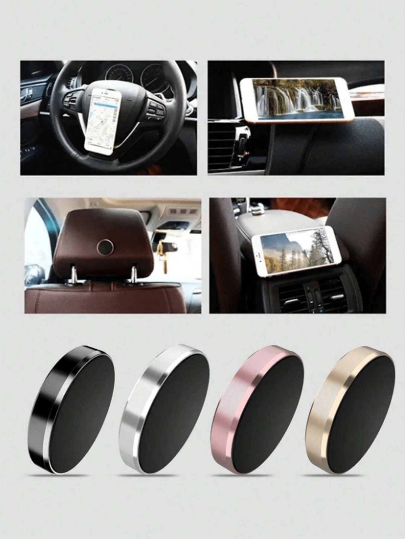 1/3pcs Creative Round Mini Magnetic Car Navigation Dashboard Air Vent Clip Mount Alloy Random Color Phone Holder, Multi-Function Mini Magnetic Adhesive Metal Car Navigation Dashboard Air Vent Clip Mou