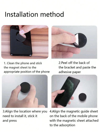 1/3pcs Creative Round Mini Magnetic Car Navigation Dashboard Air Vent Clip Mount Alloy Random Color Phone Holder, Multi-Function Mini Magnetic Adhesive Metal Car Navigation Dashboard Air Vent Clip Mou