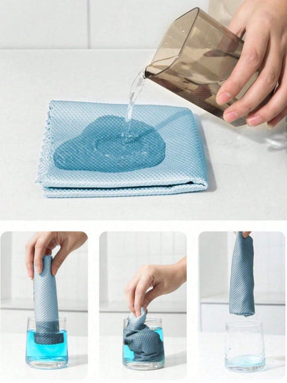 1/5/8pcs Fish Scale Glass Cleaning Cloth, Magic Cleaning Cloth, Absorbent Lint-Free, No Water Stains, Kitchen Household Cleaning Cloth, Car Window Mirror Cleaning Cloth, Car Wash Towel, Bathroom Mirro
