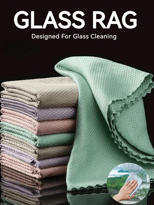 1/5/8pcs Fish Scale Glass Cleaning Cloth, Magic Cloth For Cleaning Glass, Absorbent And Lint-Free, No Water Stains, Kitchen And Household Dish Cloth, Car Window And Mirror Cleaning Cloth, Bathroom Mir