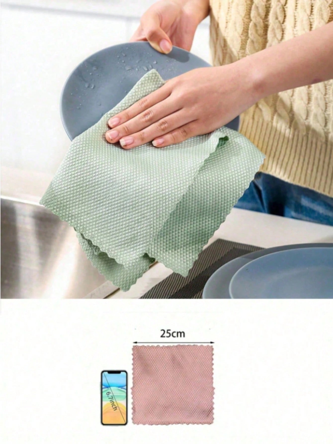 1/5/8pcs Fish Scale Glass Cleaning Cloth, Magic Cloth For Cleaning Glass, Absorbent And Lint-Free, No Water Stains, Kitchen And Household Dish Cloth, Car Window And Mirror Cleaning Cloth, Bathroom Mir