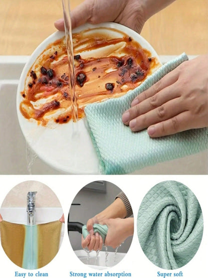 1/5/8pcs Fish Scale Glass Cleaning Cloth, Magic Cloth For Cleaning Glass, Absorbent And Lint-Free, No Water Stains, Kitchen And Household Dish Cloth, Car Window And Mirror Cleaning Cloth, Bathroom Mir