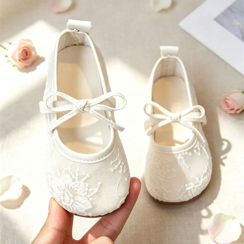 1 Pair Girls' Spring/Summer New Mesh Hollow Soft Bottom Shoes, Suitable For Birthday, Wedding, Formal Occasions, Parties, Stage Performances And Other Important Moments