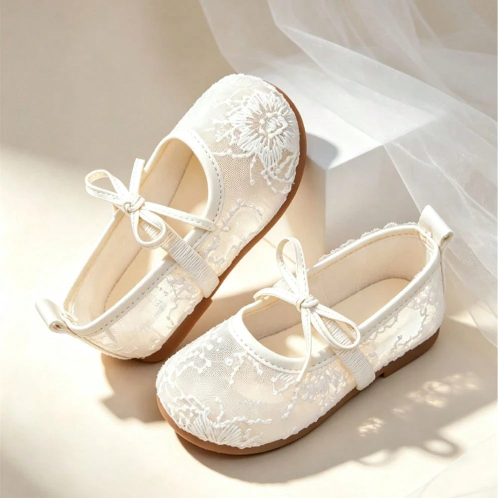 1 Pair Girls' Spring/Summer New Mesh Hollow Soft Bottom Shoes, Suitable For Birthday, Wedding, Formal Occasions, Parties, Stage Performances And Other Important Moments