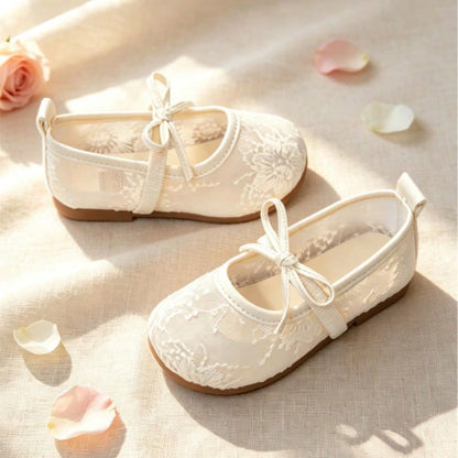 1 Pair Girls' Spring/Summer New Mesh Hollow Soft Bottom Shoes, Suitable For Birthday, Wedding, Formal Occasions, Parties, Stage Performances And Other Important Moments