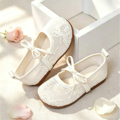 1 Pair Girls' Spring/Summer New Mesh Hollow Soft Bottom Shoes, Suitable For Birthday, Wedding, Formal Occasions, Parties, Stage Performances And Other Important Moments