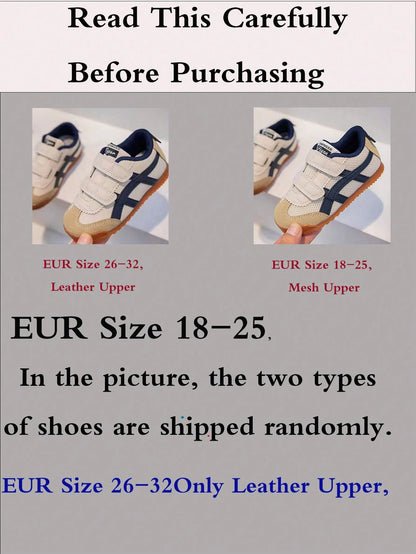 1 Pair Kids Sports Shoes, Soft Comfortable PU Spliced Fabric, Double Hook & Loop Strap Design, Round Toe Anti-Kick Wear-Resistant Sole, Fashion Casual Style, Suitable For Boys & Girls, Toddler Daily R