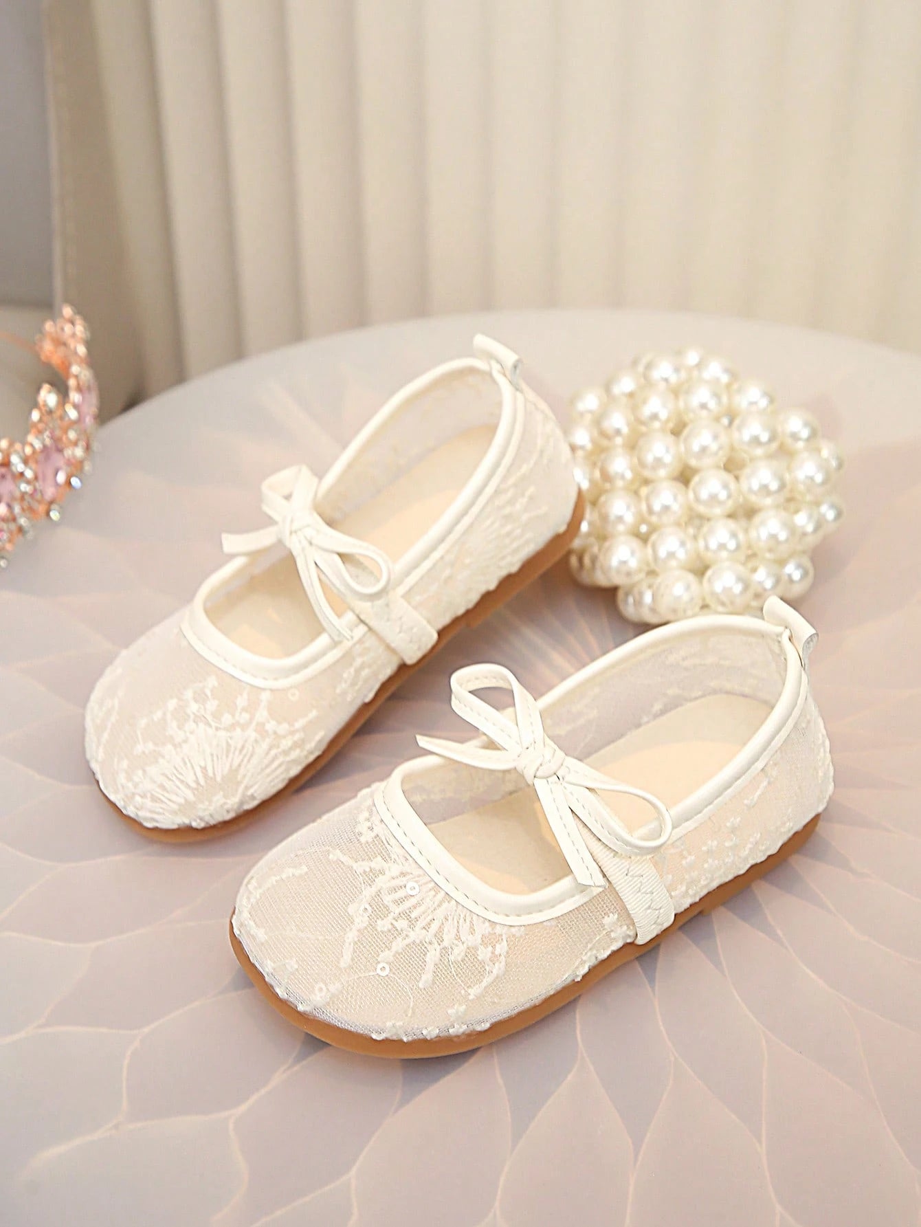 1 Pair Spring/Summer Breathable Mesh Mary Jane Shoes, Girls' Dress Versatile Leather Shoes
