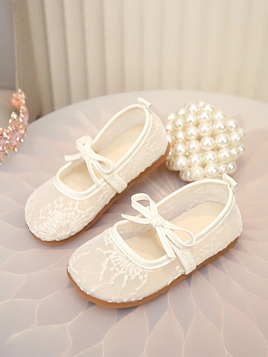 1 Pair Spring/Summer Breathable Mesh Mary Jane Shoes, Girls' Dress Versatile Leather Shoes