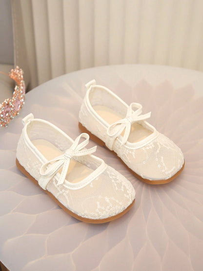 1 Pair Spring/Summer Breathable Mesh Mary Jane Shoes, Girls' Dress Versatile Leather Shoes