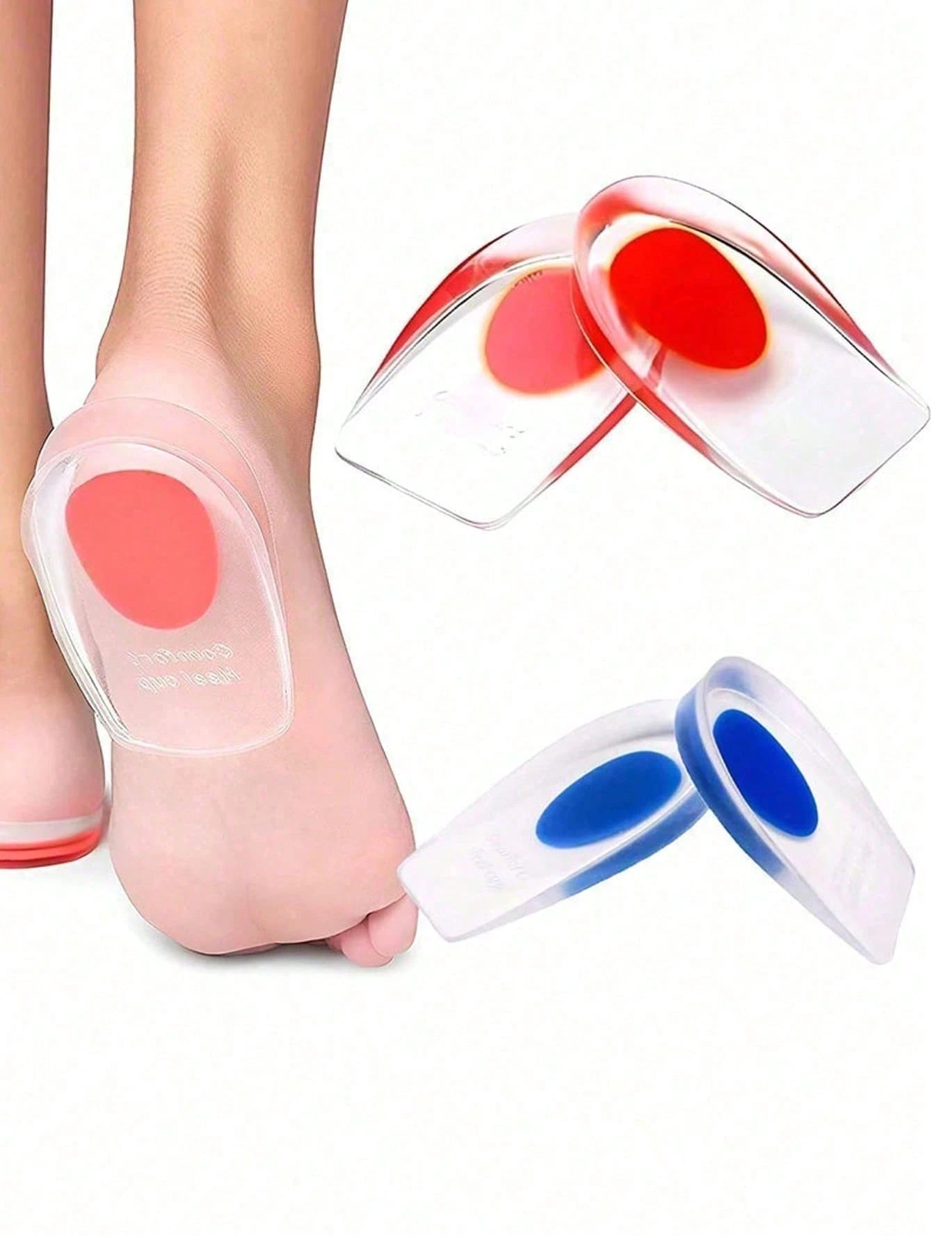 1 Pair Transparent Silicone Heel Cups, Gel Heel Pads, Shock Absorbing Heel Cushions For Daily Walking, Standing Comfort And Foot Support