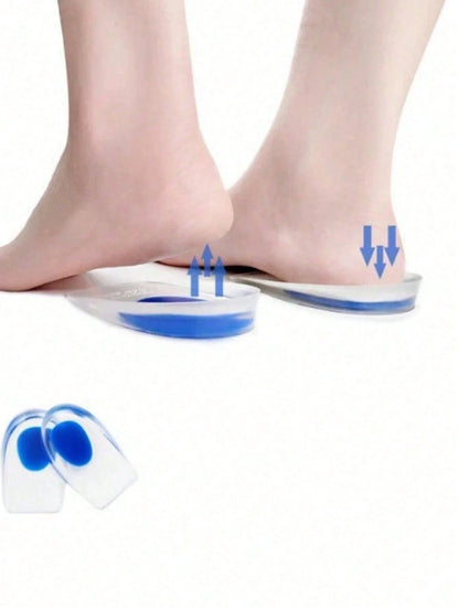 1 Pair Transparent Silicone Heel Cups, Gel Heel Pads, Shock Absorbing Heel Cushions For Daily Walking, Standing Comfort And Foot Support