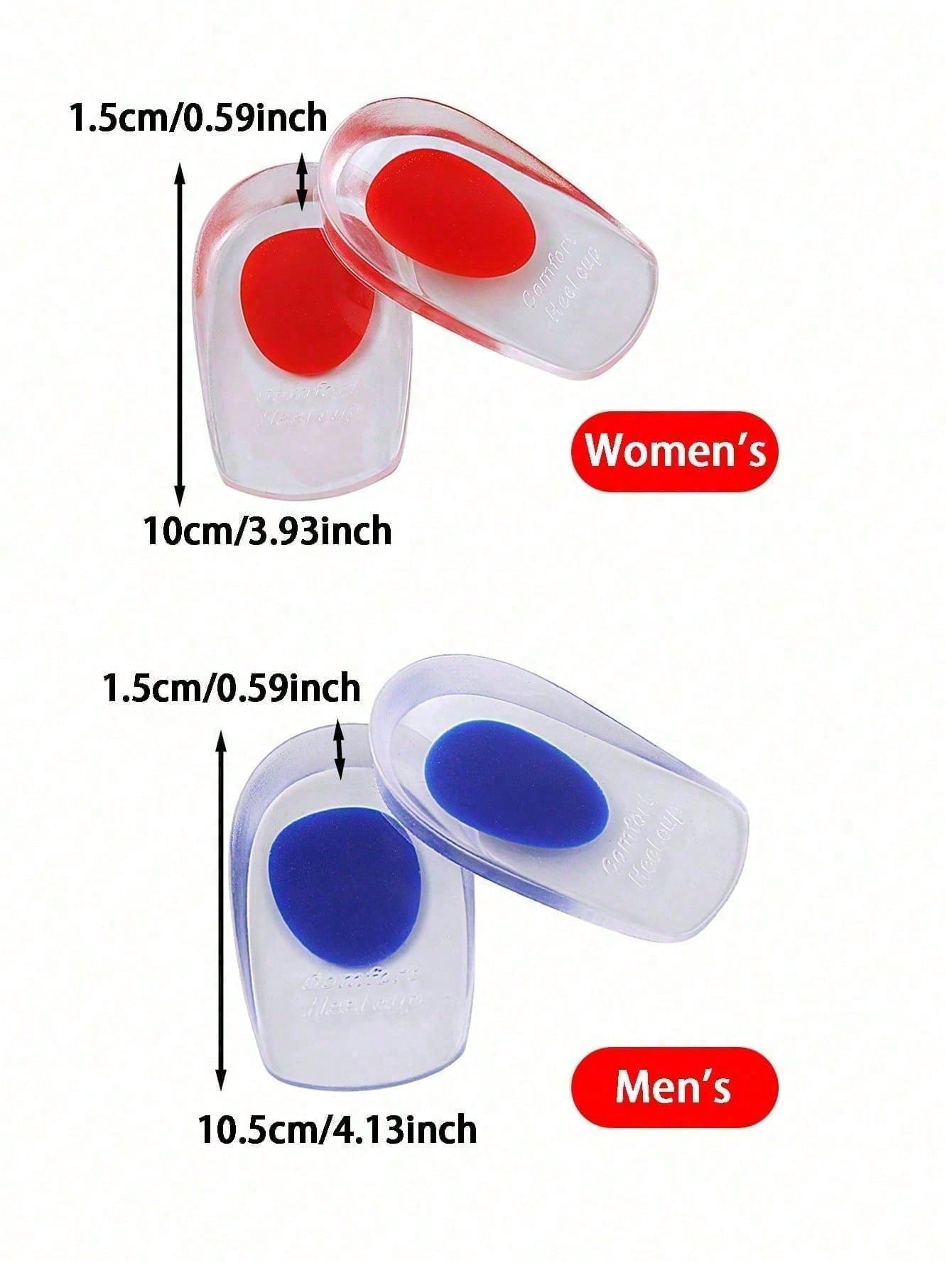 1 Pair Transparent Silicone Heel Cups, Gel Heel Pads, Shock Absorbing Heel Cushions For Daily Walking, Standing Comfort And Foot Support