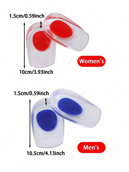 1 Pair Transparent Silicone Heel Cups, Gel Heel Pads, Shock Absorbing Heel Cushions For Daily Walking, Standing Comfort And Foot Support