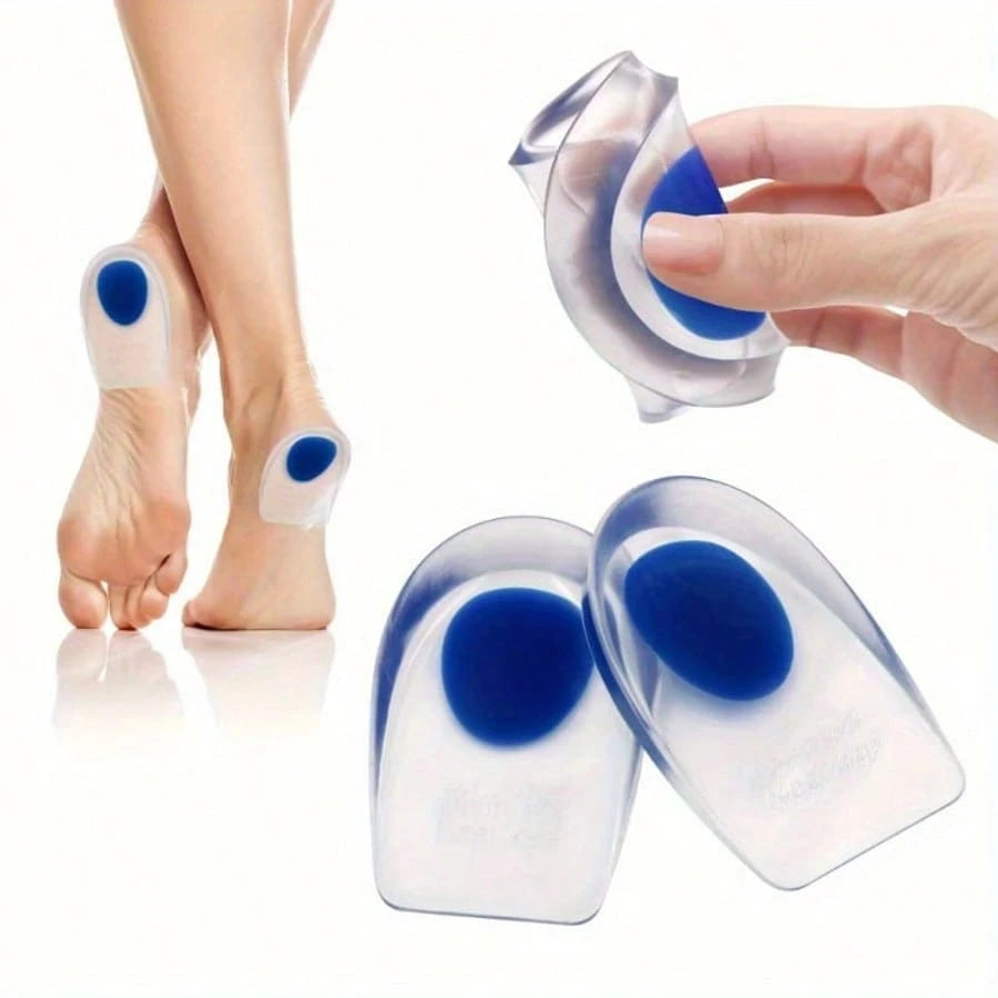1 Pair Transparent Silicone Heel Cups, Gel Heel Pads, Shock Absorbing Heel Cushions For Daily Walking, Standing Comfort And Foot Support