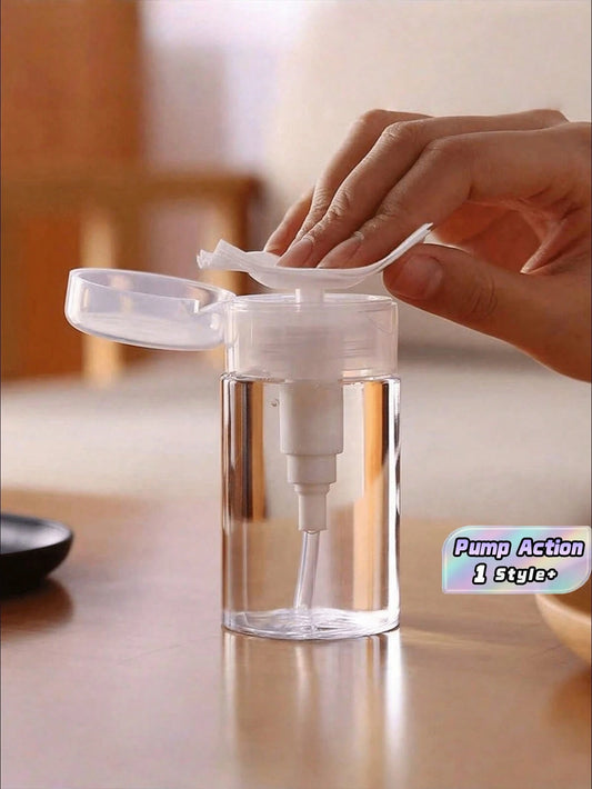 1 PC 100ml Mini Pump Dispenser Leak Proof Portable For Nail Polish Remover Travel Size Clear Empty Pump Bottle For Travel Vacation Business Trip Nail Care Travel Accessories