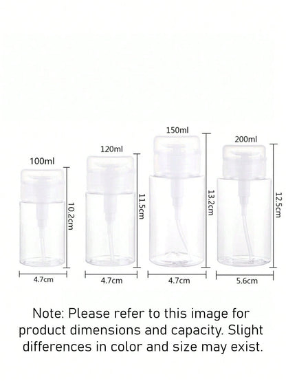 1 PC 100ml Mini Pump Dispenser Leak Proof Portable For Nail Polish Remover Travel Size Clear Empty Pump Bottle For Travel Vacation Business Trip Nail Care Travel Accessories