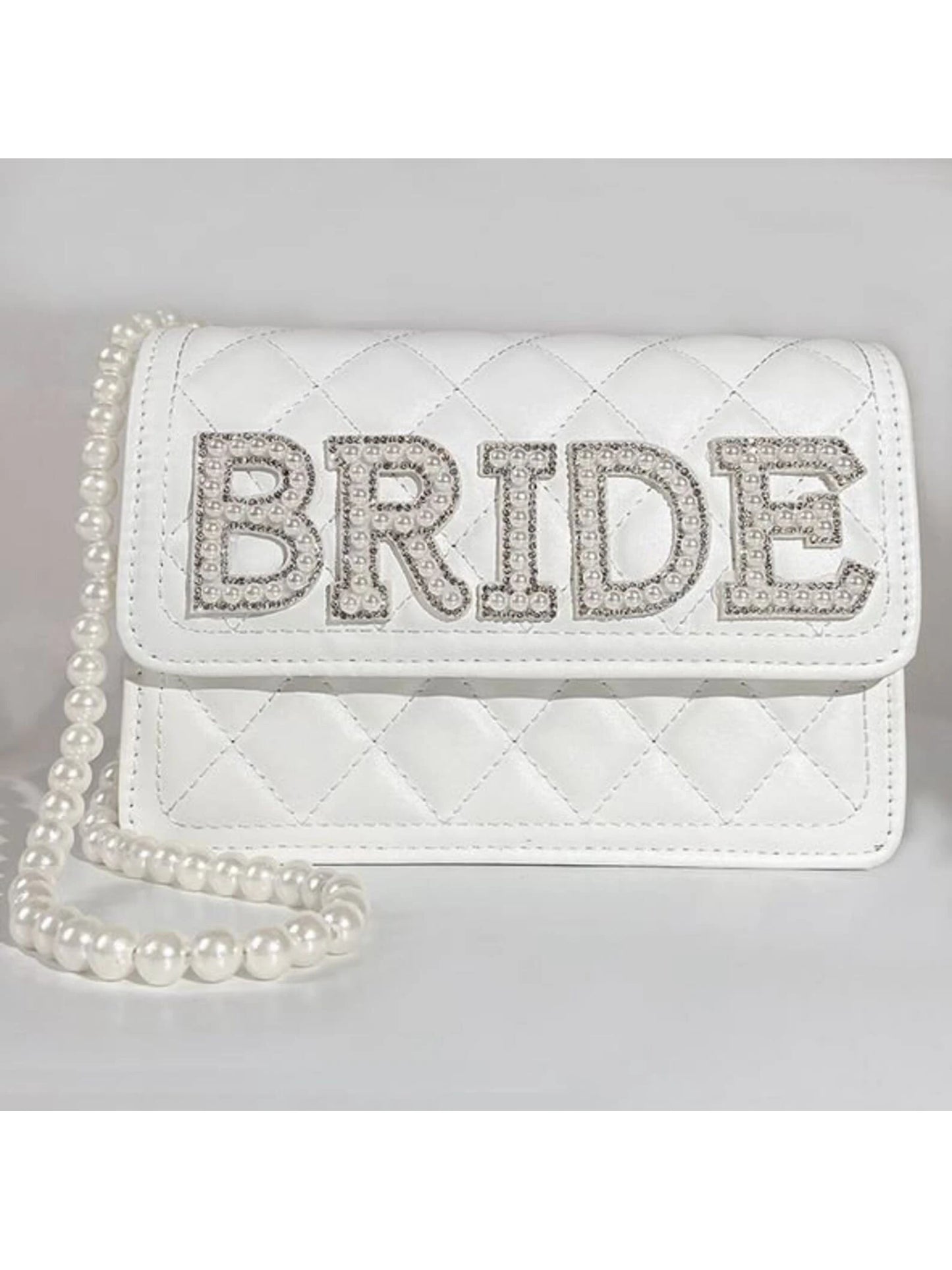 1 Pc Pearl Bride Clutch Bag Bridal Shower Wedding Engagement Honeymoon Trip Bachelorette Hen Party Decoration Wifey Mrs Gift Present, Elegant Pearl Bag