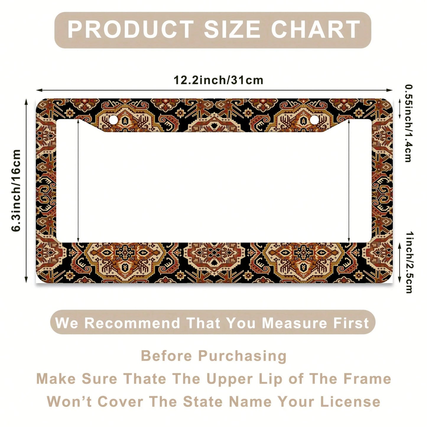 1 Piece, 12*6inch Brown Vintage, Aluminum License Plate Frame, Wear-Resistant And Waterproof, Universal For American Cars,Mother Gifts,Teacher Gift,Graduation Gifts,Car Decor,Car Acessesories Women,C