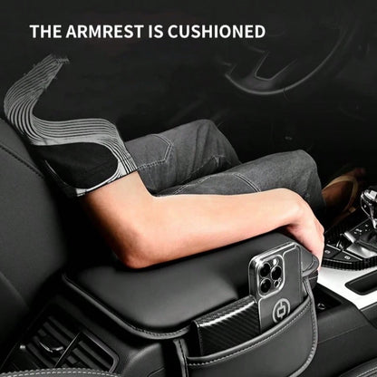 1 Piece Of All-Season Car Interior Napa Leather Full Leather Car Armrest Box Pad, Thin Central Armrest Box Protection Pad With Storage Bags On Both Sides, Suitable For Most Car Models,Car Accessories