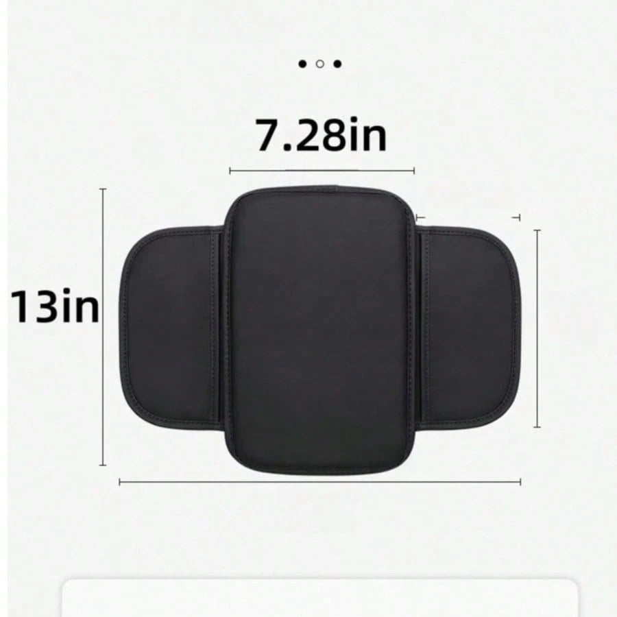 1 Piece Of All-Season Car Interior Napa Leather Full Leather Car Armrest Box Pad, Thin Central Armrest Box Protection Pad With Storage Bags On Both Sides, Suitable For Most Car Models,Car Accessories