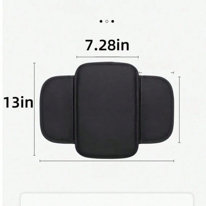 1 Piece Of All-Season Car Interior Napa Leather Full Leather Car Armrest Box Pad, Thin Central Armrest Box Protection Pad With Storage Bags On Both Sides, Suitable For Most Car Models,Car Accessories