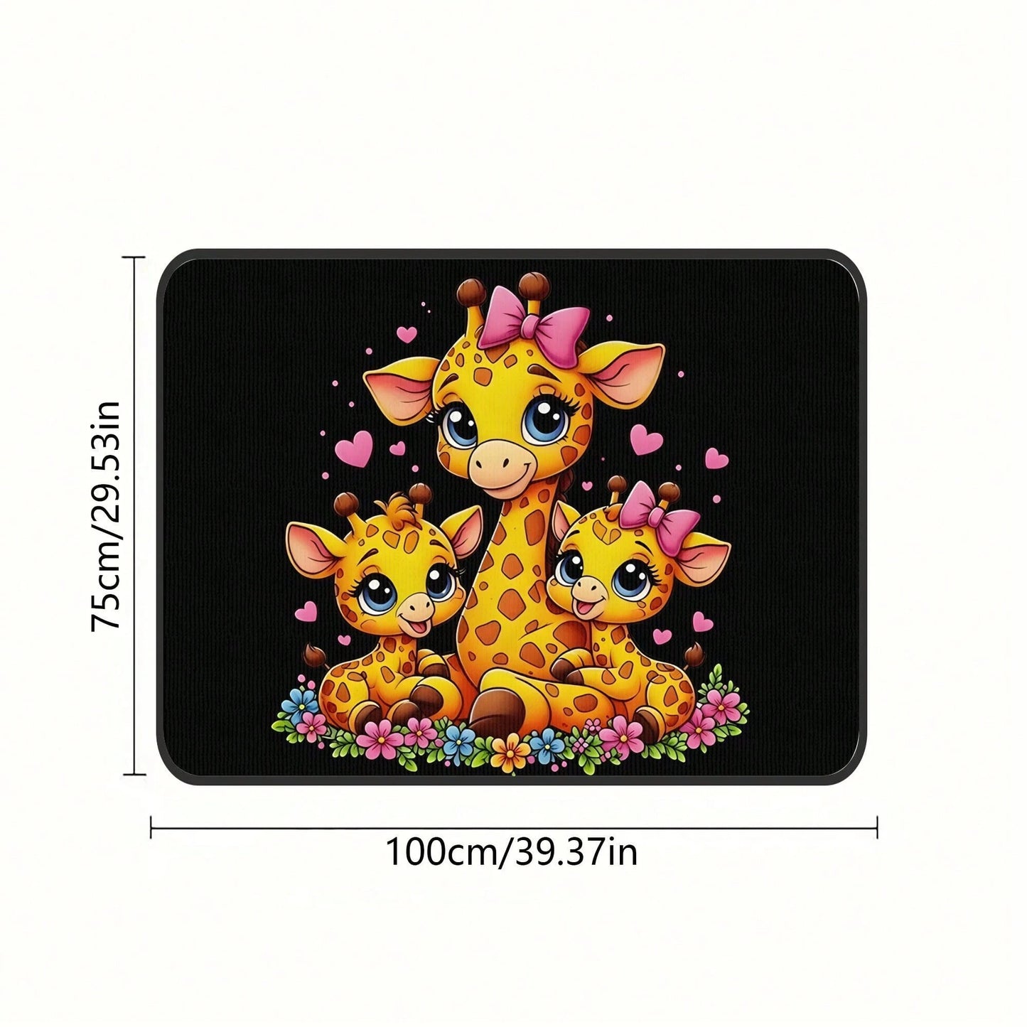 1-Piece Set Of Baby And Mother Giraffe Pink Bow Heart Pattern Car Trunk Mat- Brightly Colored Design, Durable And Fits The Car Model's Trunk Perfectly, A Perfect Holiday Gift For Housewarming, Suitab