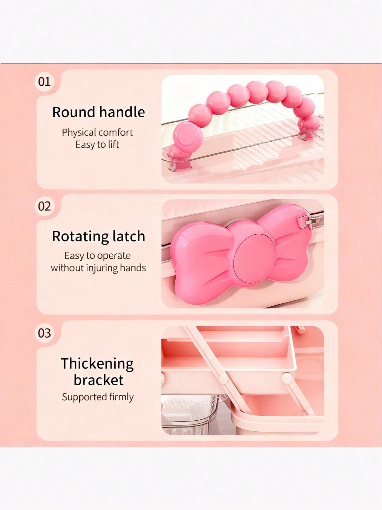 1 Piece Sweet 3-Compartment Ring Storage Box For Hair Accessories, Jewelry, Cosmetics, Etc. Suitable For Living Room, Bedroom, Hair Clips, Makeup Organizer, Valentine's Day., Birthday Gift