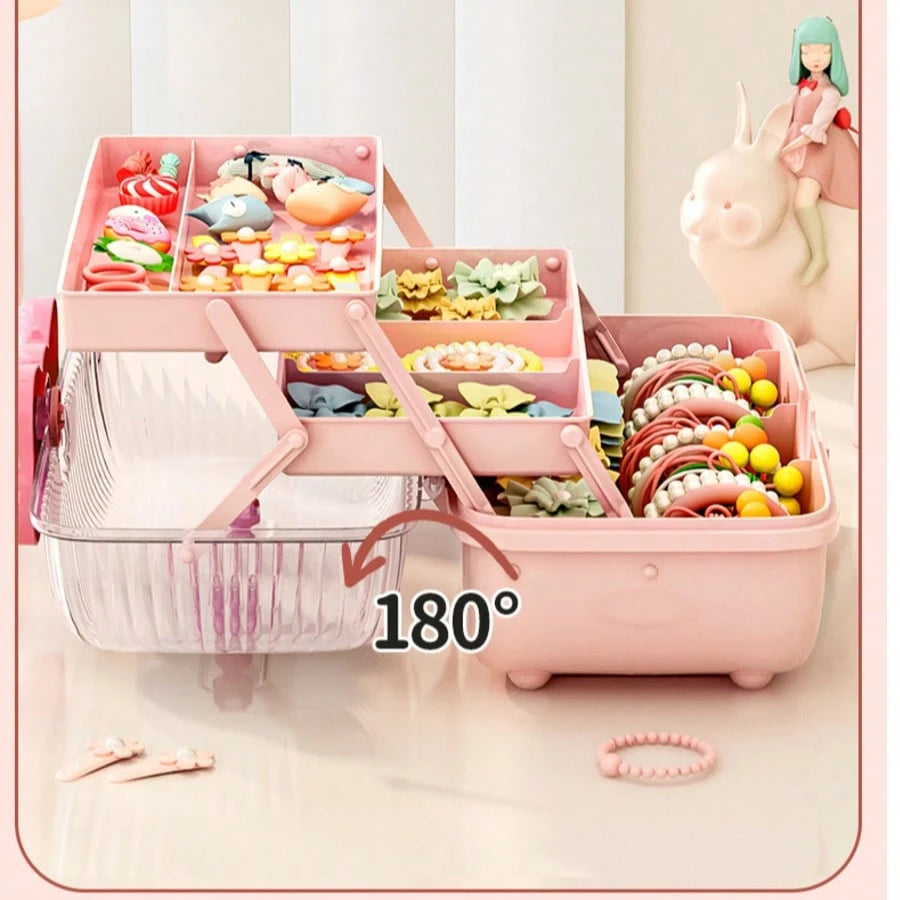 1 Piece Sweet 3-Compartment Ring Storage Box For Hair Accessories, Jewelry, Cosmetics, Etc. Suitable For Living Room, Bedroom, Hair Clips, Makeup Organizer, Valentine's Day., Birthday Gift