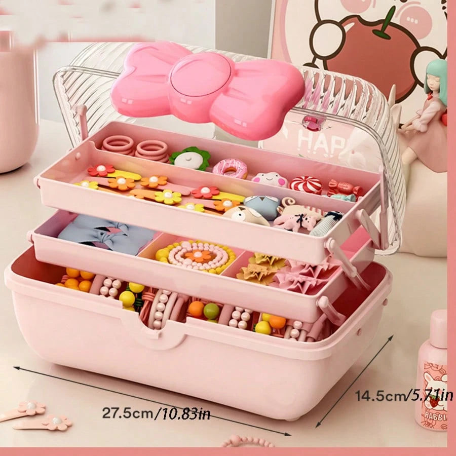 1 Piece Sweet 3-Compartment Ring Storage Box For Hair Accessories, Jewelry, Cosmetics, Etc. Suitable For Living Room, Bedroom, Hair Clips, Makeup Organizer, Valentine's Day., Birthday Gift
