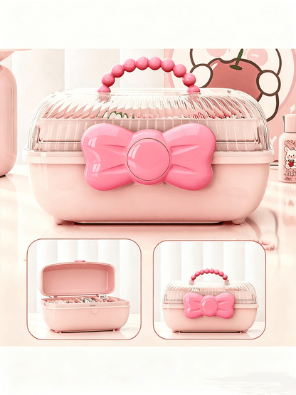 1 Piece Sweet 3-Compartment Ring Storage Box For Hair Accessories, Jewelry, Cosmetics, Etc. Suitable For Living Room, Bedroom, Hair Clips, Makeup Organizer, Valentine's Day., Birthday Gift