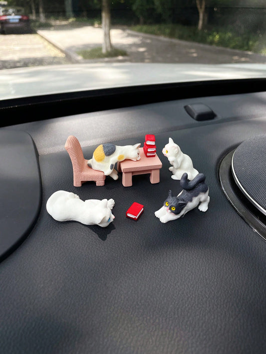 1 Set Cartoon Cute Realistic Kitten Car Dashboard Ornament, Creative Fun Cat Car Window Dashboard Decor, Realistic Mini Animal Figurine Handcrafted Decoration Accessory, Car Interior Small Ornament