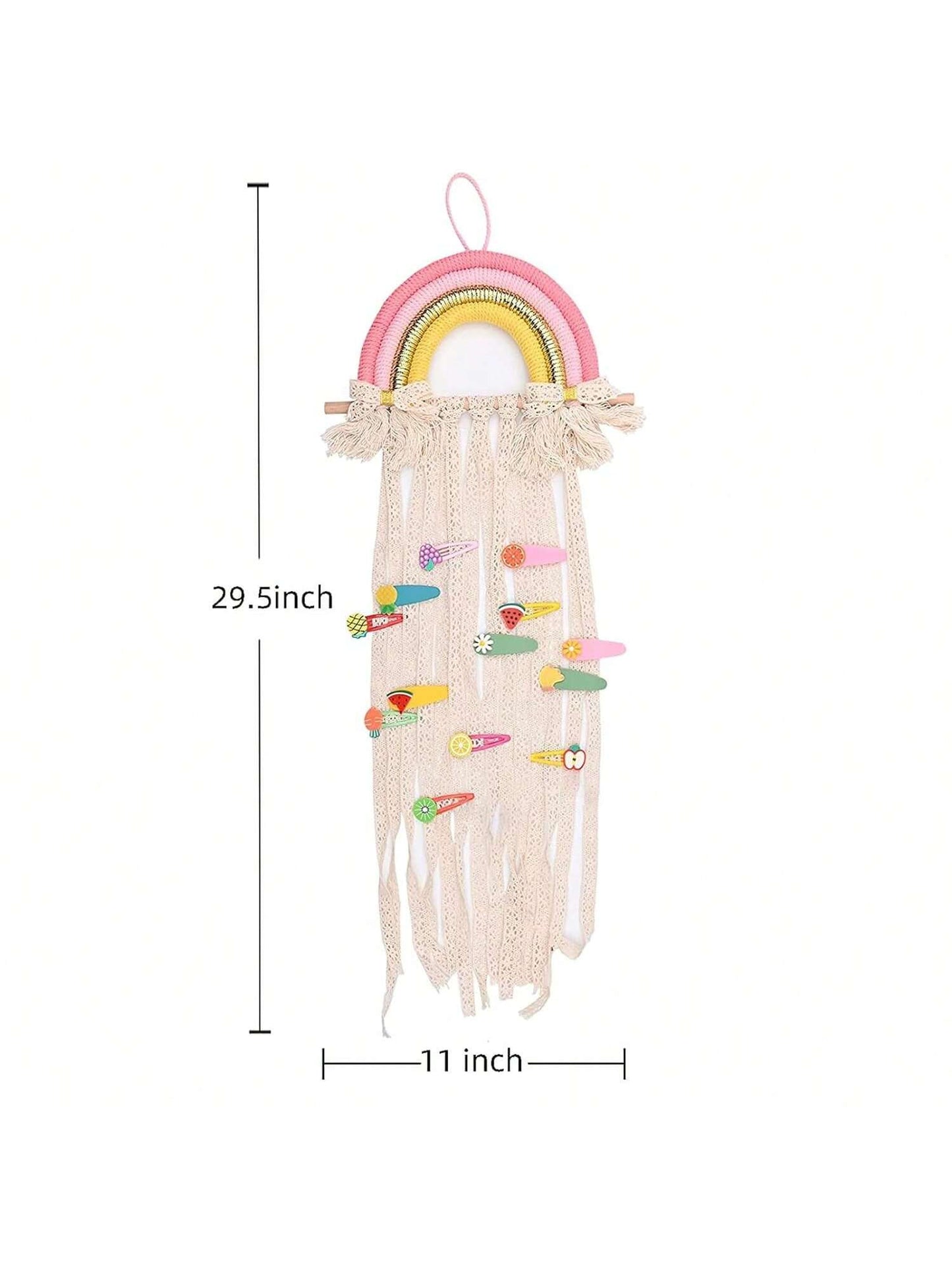 1 Set Girls' Bow Hair Clips, Rainbow Bow Hair Clip Storage Box, Hair Accessory Organizer Wall Hanging Decoration For Girls' Room, Bedroom, Living Room (Pink)Baby Shower Family Decorations Gifts