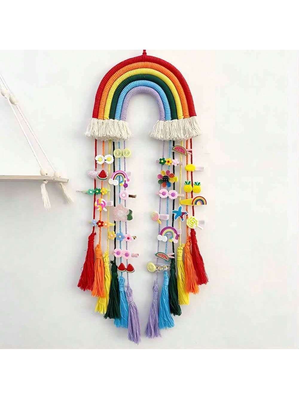 1 Set Girls' Bow Hair Clips, Rainbow Bow Hair Clip Storage Box, Hair Accessory Organizer Wall Hanging Decoration For Girls' Room, Bedroom, Living Room (Pink)Baby Shower Family Decorations Gifts