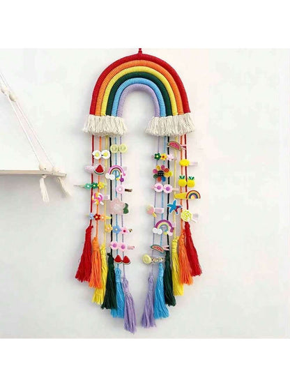 1 Set Girls' Bow Hair Clips, Rainbow Bow Hair Clip Storage Box, Hair Accessory Organizer Wall Hanging Decoration For Girls' Room, Bedroom, Living Room (Pink)Baby Shower Family Decorations Gifts