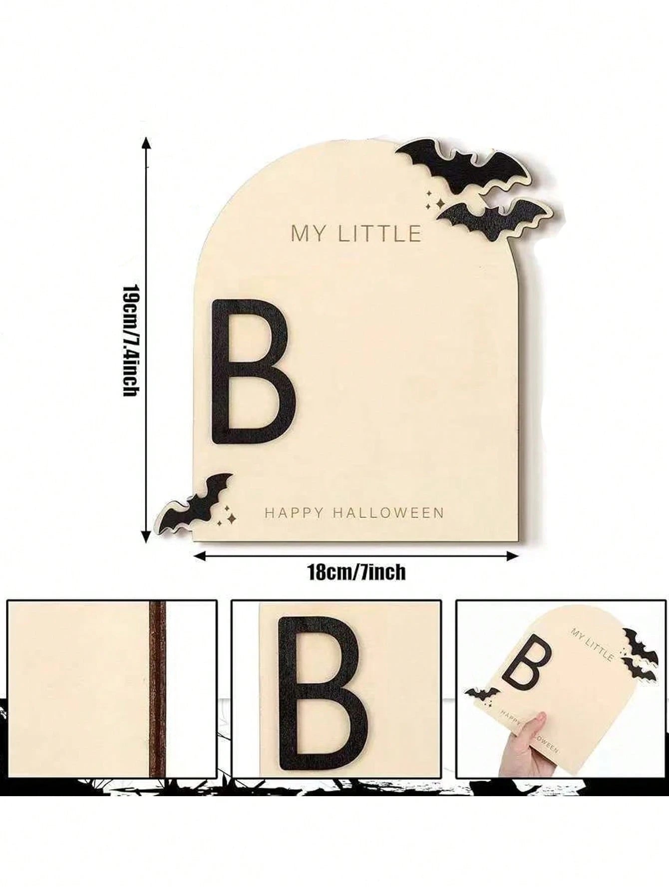 1 Set Halloween "Little Boo" Theme Baby Milestone Footprint Art Wooden Plaque- Newborn Photography Prop, Halloween Baby Shower And Nursery Decor Keepsake Gift, Room Decor, Baby Shower Decor, Baby Sup