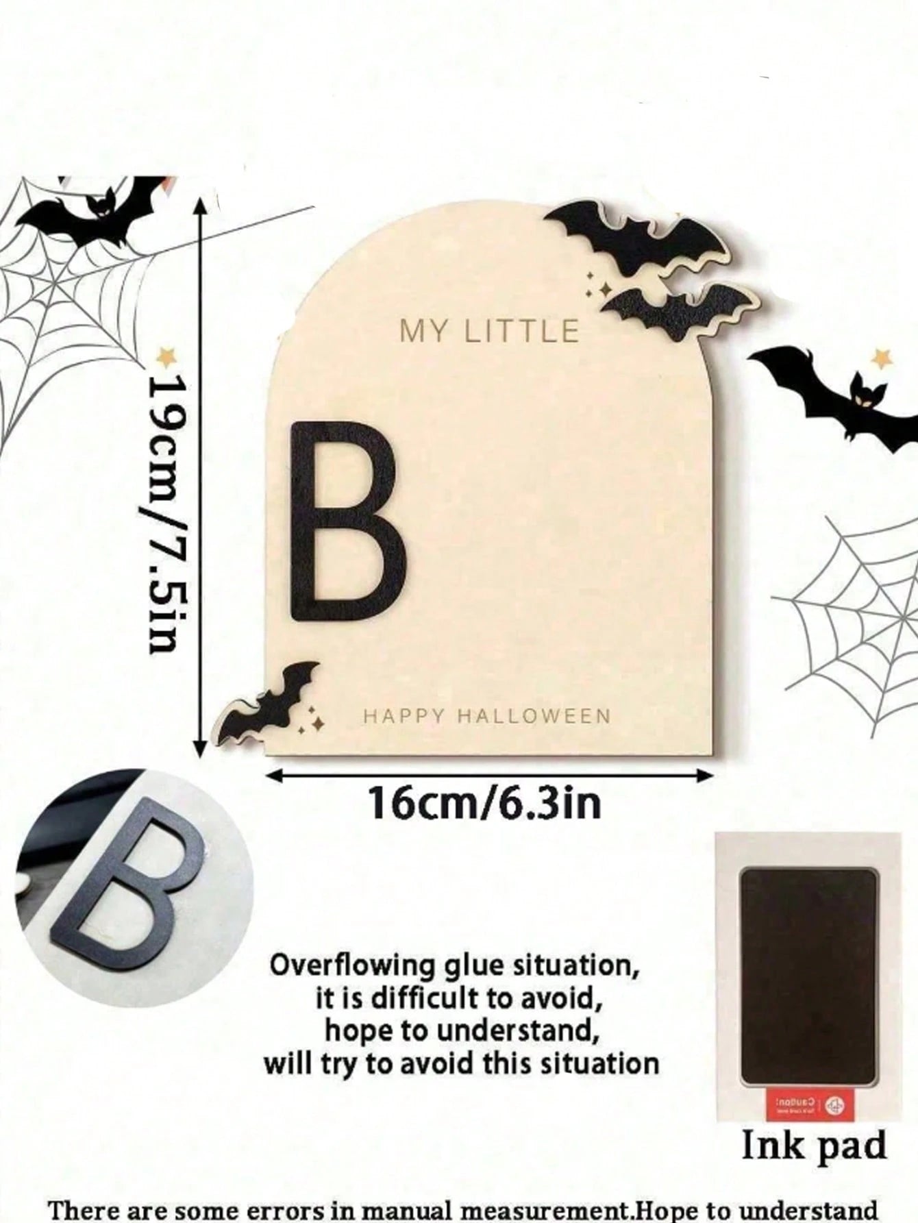 1 Set Halloween "Little Boo" Theme Baby Milestone Footprint Art Wooden Plaque- Newborn Photography Prop, Halloween Baby Shower And Nursery Decor Keepsake Gift, Room Decor, Baby Shower Decor, Baby Sup