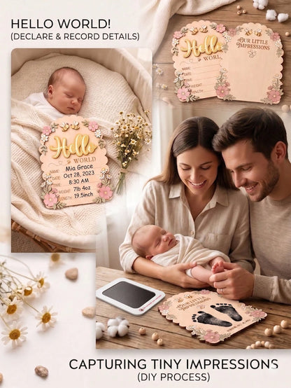 1 Set Newborn 3D Bee & Flower Double-Sided Birth Announcement Plaque, Fresh Pastoral Style, Suitable For Hospital Photos And Daily Decoration, Can Be Used As Hospital Birth Announcement Sign, Baby Bir