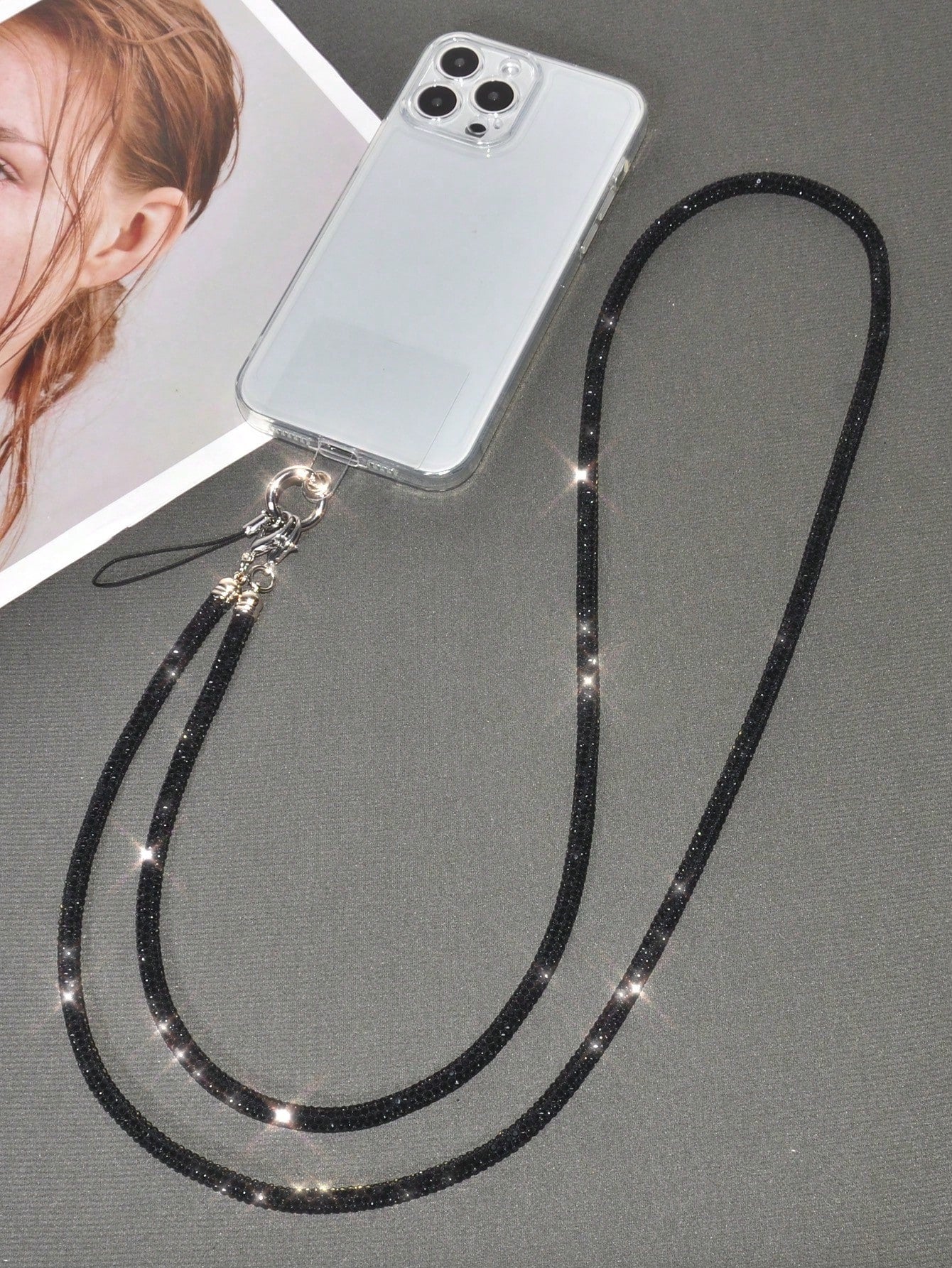 1 Set Silver Super Shiny Luxury Rhinestone Long Phone Heart Buckle Crossbody Lanyard, Creative Sparkling Rhinestone 3D Heart Car Key Chain Bag Charm Pendant, Women's High-End Fashion Full Rhinestone P