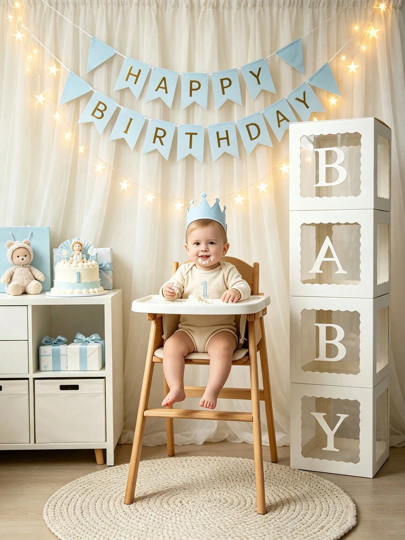 1 Set, Wavy Border BABY Baby Shower Letter Decoration Box, Transparent Balloon Box, Transparent Building Blocks, Suitable For Birthday Party, Gender Reveal Party (White), Baby Shower Home Decor Gift