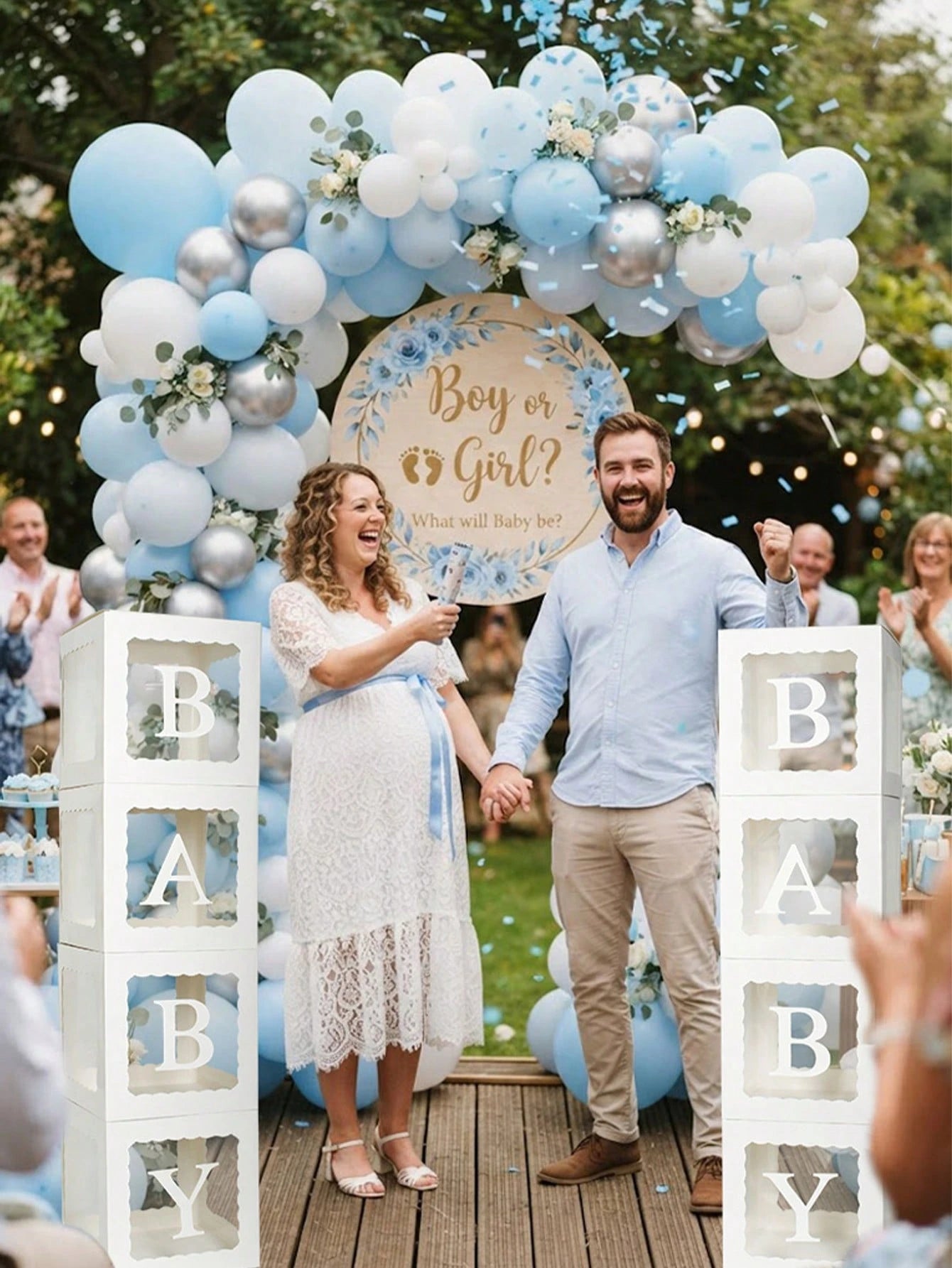 1 Set, Wavy Border BABY Baby Shower Letter Decoration Box, Transparent Balloon Box, Transparent Building Blocks, Suitable For Birthday Party, Gender Reveal Party (White), Baby Shower Home Decor Gift
