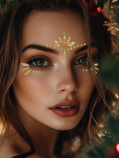 (1 Sheet) Colorful Face Gems, Pink Yellow Blue Purple Green Makeup Costume Party Holiday Celebration Sisterhood Face Decor Waterproof Long-Lasting Faux Rhinestone Stickers Y2K
