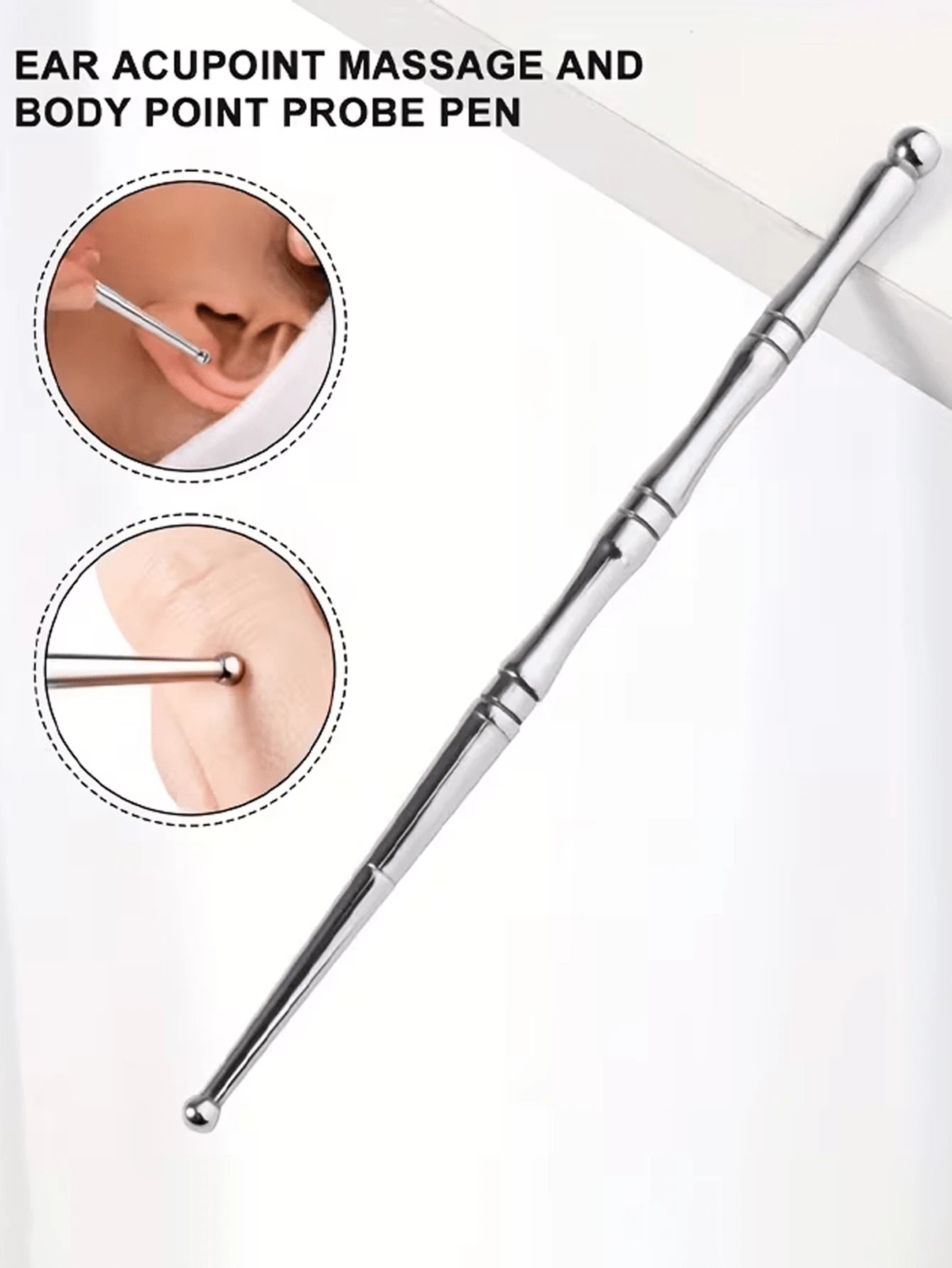 1 Stainless Steel Acupuncture Massage Pen For Muscle Tension, Plastic-Free Material, Suitable For Eyes, Face And Feet, For Muscle Tension, Manual Trigger Point Acupuncture Massage Pen