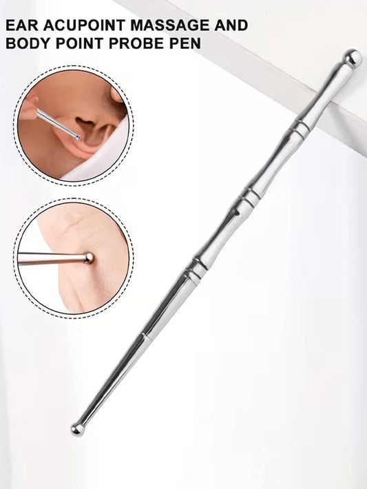 1 Stainless Steel Acupuncture Massage Pen For Muscle Tension, Plastic-Free Material, Suitable For Eyes, Face And Feet, For Muscle Tension, Manual Trigger Point Acupuncture Massage Pen