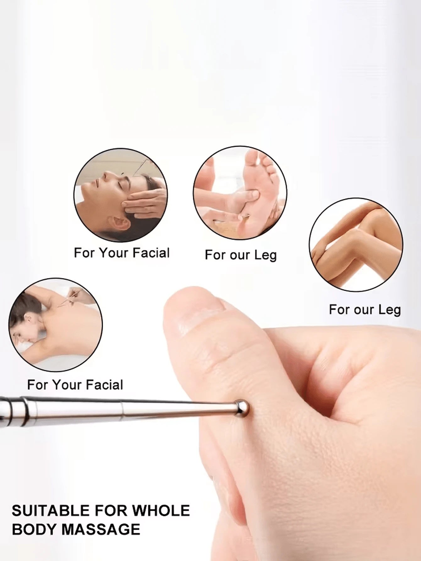 1 Stainless Steel Acupuncture Massage Pen For Muscle Tension, Plastic-Free Material, Suitable For Eyes, Face And Feet, For Muscle Tension, Manual Trigger Point Acupuncture Massage Pen