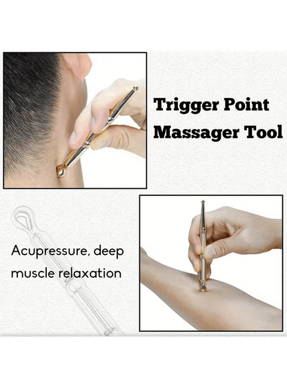1 Stainless Steel Acupuncture Massage Pen For Muscle Tension, Plastic-Free Material, Suitable For Eyes, Face And Feet, For Muscle Tension, Manual Trigger Point Acupuncture Massage Pen
