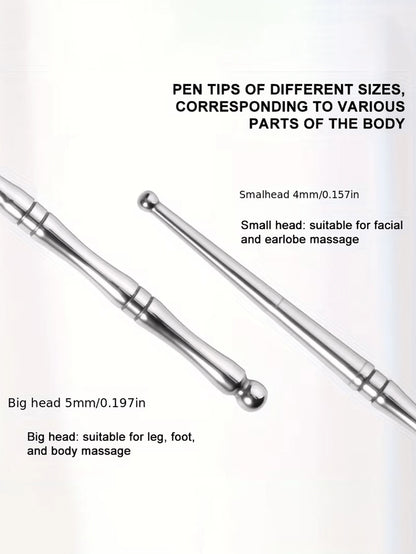 1 Stainless Steel Acupuncture Massage Pen For Muscle Tension, Plastic-Free Material, Suitable For Eyes, Face And Feet, For Muscle Tension, Manual Trigger Point Acupuncture Massage Pen