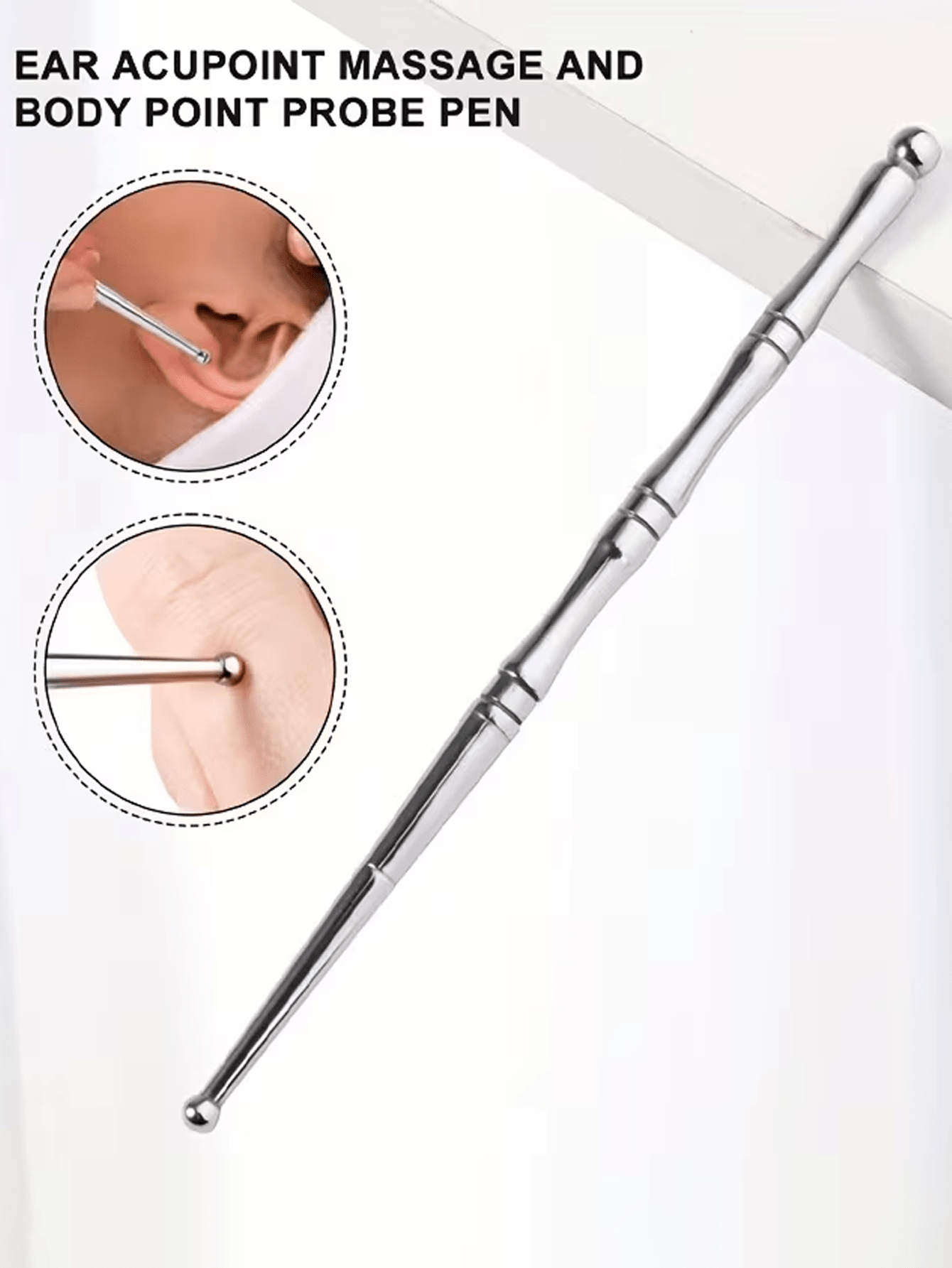1 Stainless Steel Acupuncture Massage Pen For Muscle Tension, Plastic-Free Material, Suitable For Eyes, Face And Feet, For Muscle Tension, Manual Trigger Point Acupuncture Massage Pen
