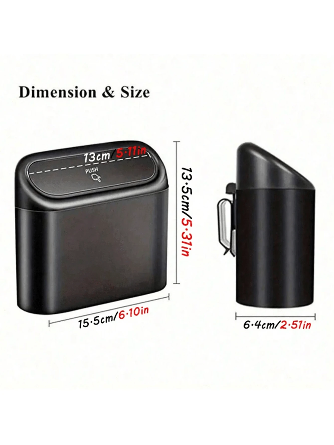 1 Trash Can And 4 Rolls Of Trash Bags (15 Bags Per Roll, 60 Bags Total), 2 Colors Available, Super Cute And Super Practical Car Trash Can And Trash Bags