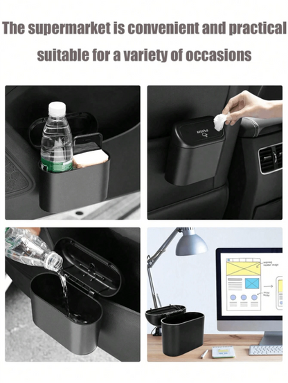 1 Trash Can And 4 Rolls Of Trash Bags (15 Bags Per Roll, 60 Bags Total), 2 Colors Available, Super Cute And Super Practical Car Trash Can And Trash Bags